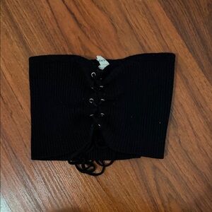 Black Lace-Up Corset Tube Top